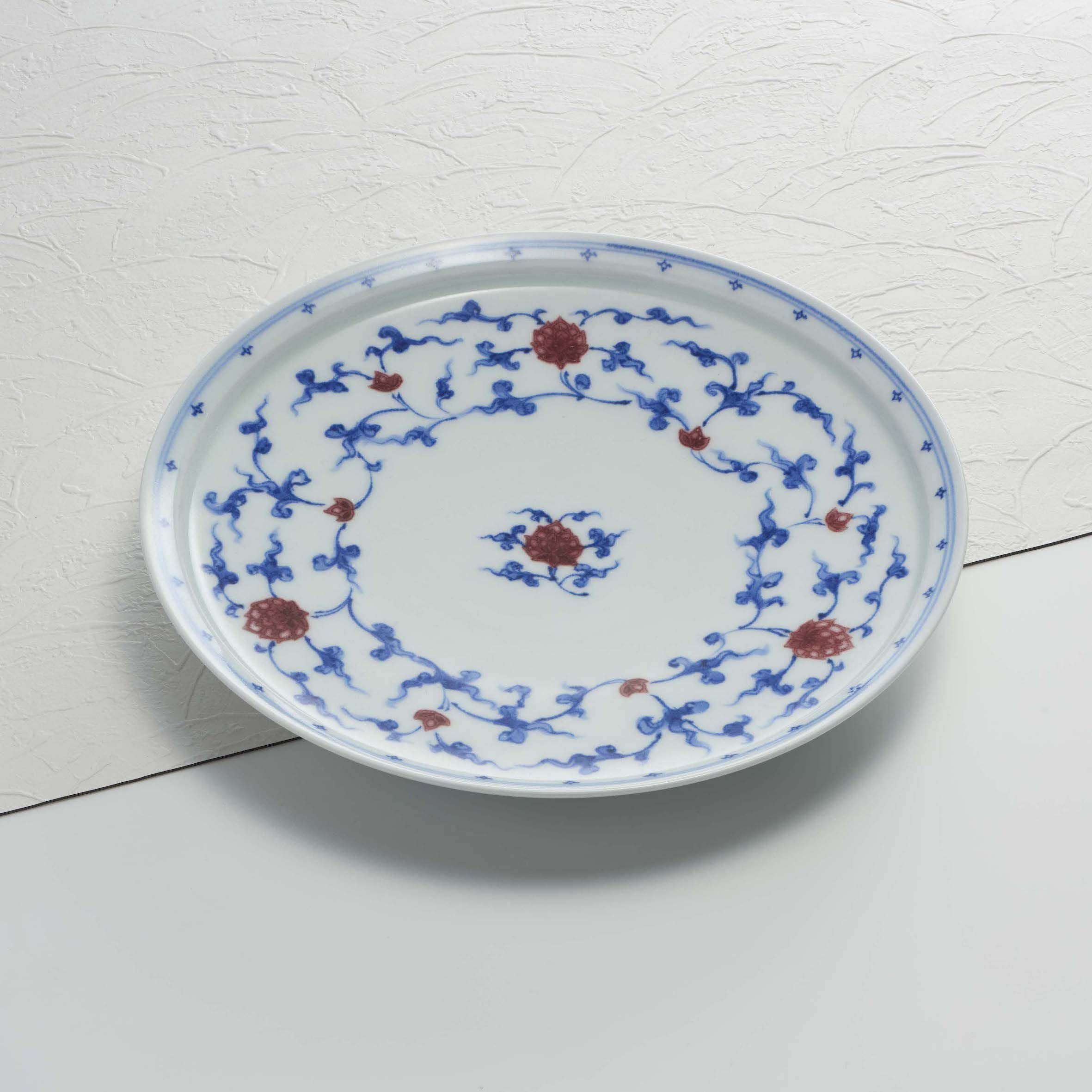 正規販売サイト】五光窯 青花釉裏紅8寸皿 | Canow Online Store