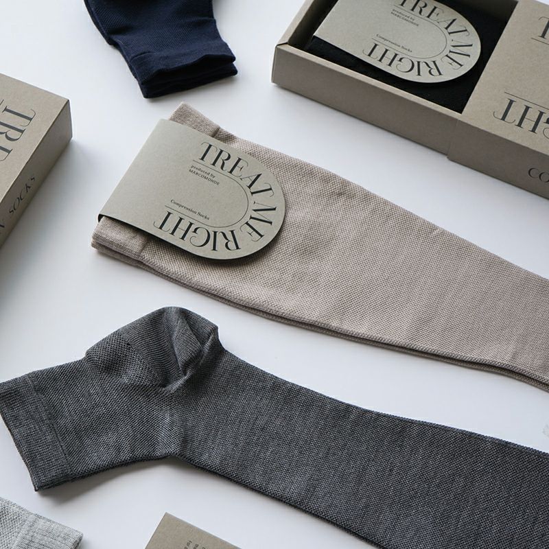 cotton compression socks -Beige-（コットン 着圧ソックス -ベージュ